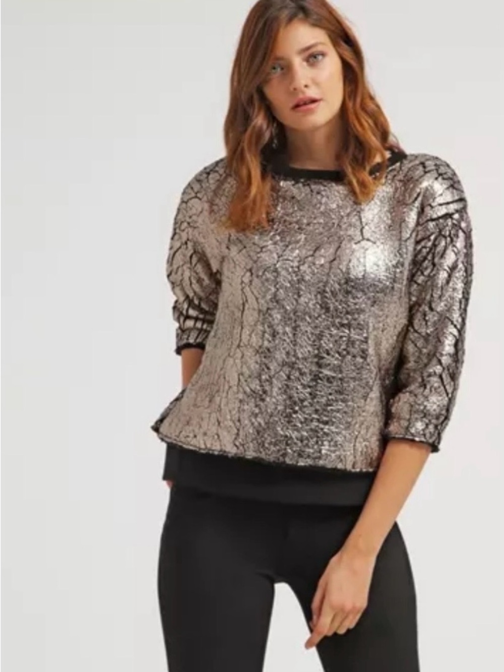 Karen By Simonsen Demeur Gold Metallic Sweater